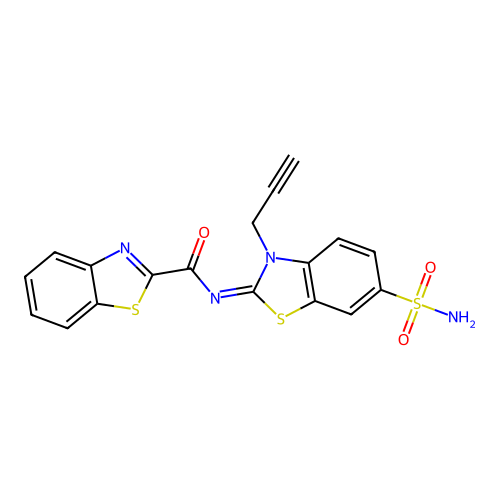 (Z)-N-(3-(prop-2-yn-1-yl)-6-sulfamoylbenzo[d]thiazol-2(3H)-ylidene)benzo[d]thiazole-2-carboxamide structure