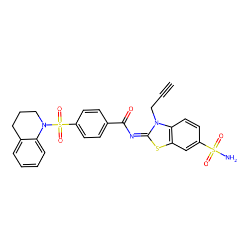 (Z)-4-((3,4-dihydroquinolin-1(2H)-yl)sulfonyl)-N-(3-(prop-2-yn-1-yl)-6-sulfamoylbenzo[d]thiazol-2(3H)-ylidene)benzamide structure