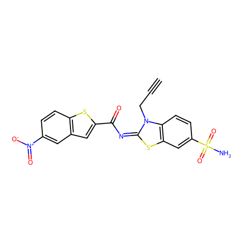 (Z)-5-nitro-N-(3-(prop-2-yn-1-yl)-6-sulfamoylbenzo[d]thiazol-2(3H)-ylidene)benzo[b]thiophene-2-carboxamide structure