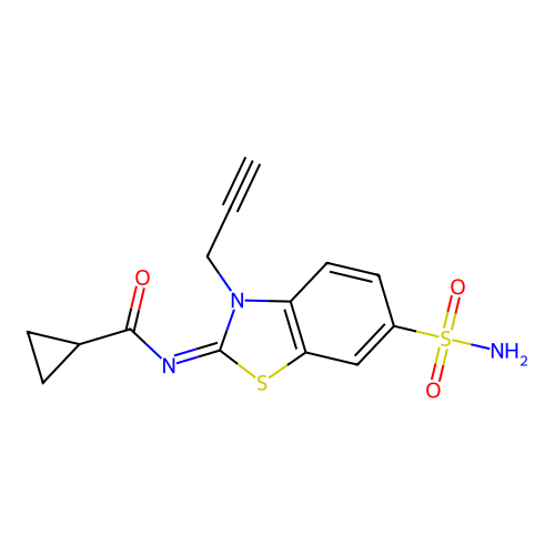 N-(3-prop-2-ynyl-6-sulfamoyl-1,3-benzothiazol-2-ylidene)cyclopropanecarboxamide structure