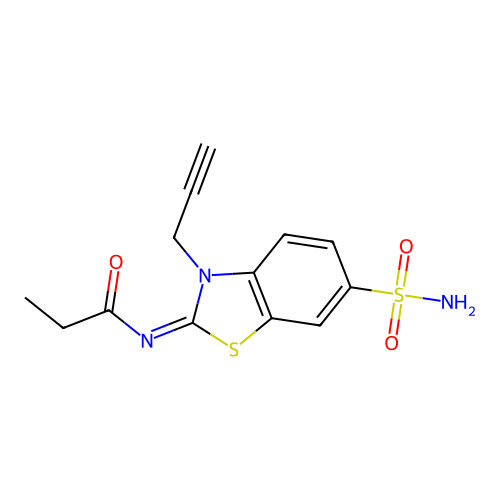 (Z)-N-(3-(prop-2-yn-1-yl)-6-sulfamoylbenzo[d]thiazol-2(3H)-ylidene)propionamide structure