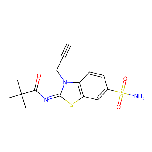 (Z)-N-(3-(prop-2-yn-1-yl)-6-sulfamoylbenzo[d]thiazol-2(3H)-ylidene)pivalamide structure