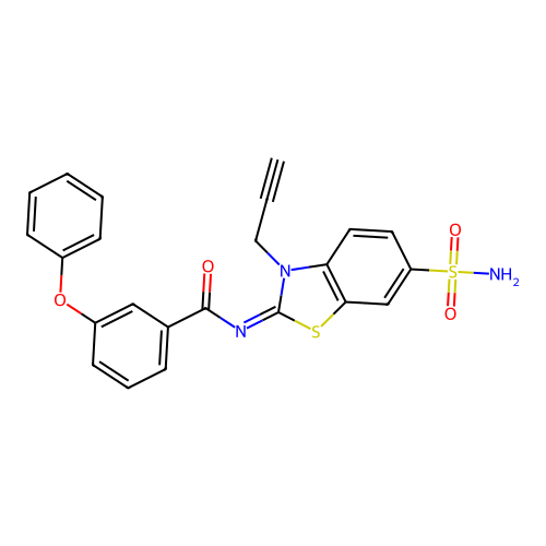 (Z)-3-phenoxy-N-(3-(prop-2-yn-1-yl)-6-sulfamoylbenzo[d]thiazol-2(3H)-ylidene)benzamide structure