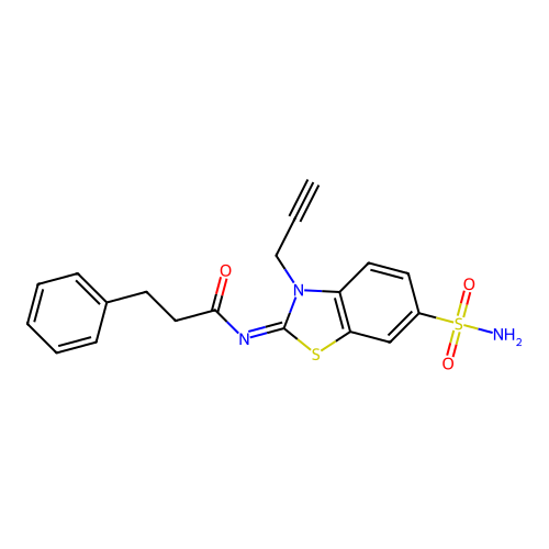 (Z)-3-phenyl-N-(3-(prop-2-yn-1-yl)-6-sulfamoylbenzo[d]thiazol-2(3H)-ylidene)propanamide structure