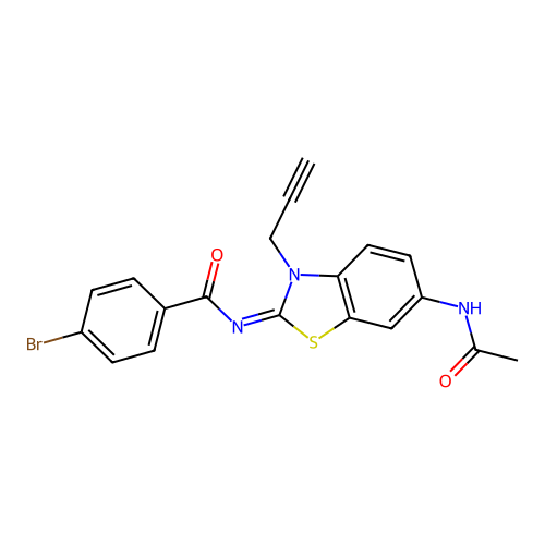 (Z)-N-(6-acetamido-3-(prop-2-yn-1-yl)benzo[d]thiazol-2(3H)-ylidene)-4-bromobenzamide structure