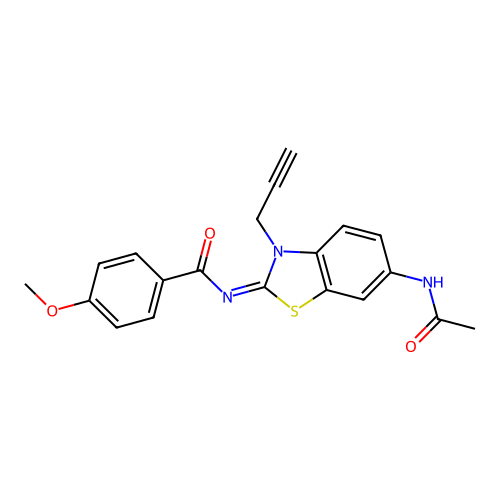 N-(6-acetamido-3-prop-2-ynyl-1,3-benzothiazol-2-ylidene)-4-methoxybenzamide structure
