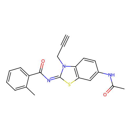 (Z)-N-(6-acetamido-3-(prop-2-yn-1-yl)benzo[d]thiazol-2(3H)-ylidene)-2-methylbenzamide structure