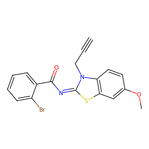 2-bromo-N-(6-methoxy-3-prop-2-ynyl-1,3-benzothiazol-2-ylidene)benzamide structure