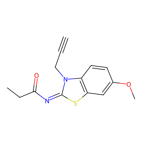 (Z)-N-(6-methoxy-3-(prop-2-yn-1-yl)benzo[d]thiazol-2(3H)-ylidene)propionamide structure