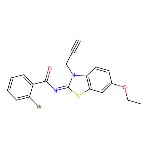 2-bromo-N-(6-ethoxy-3-prop-2-ynyl-1,3-benzothiazol-2-ylidene)benzamide structure