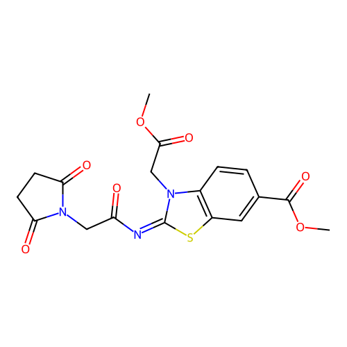 (Z)-methyl 2-((2-(2,5-dioxopyrrolidin-1-yl)acetyl)imino)-3-(2-methoxy-2-oxoethyl)-2,3-dihydrobenzo[d]thiazole-6-carboxylate structure