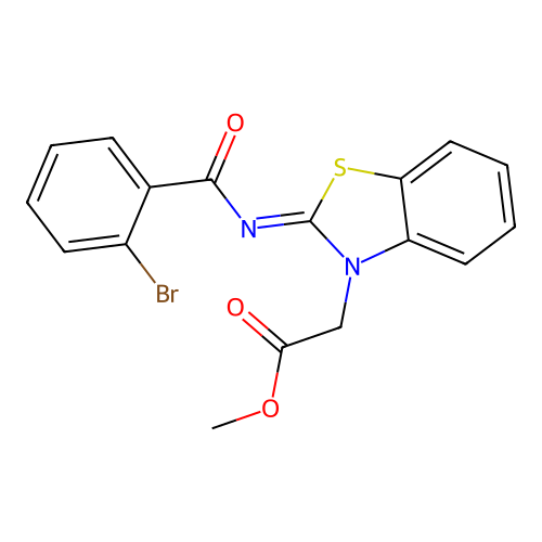 Methyl 2-[2-(2-bromobenzoyl)imino-1,3-benzothiazol-3-yl]acetate structure