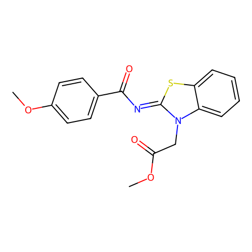 (Z)-methyl 2-(2-((4-methoxybenzoyl)imino)benzo[d]thiazol-3(2H)-yl)acetate structure