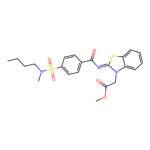 (Z)-methyl 2-(2-((4-(N-butyl-N-methylsulfamoyl)benzoyl)imino)benzo[d]thiazol-3(2H)-yl)acetate structure