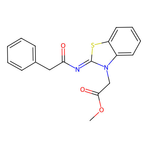 (Z)-methyl 2-(2-((2-phenylacetyl)imino)benzo[d]thiazol-3(2H)-yl)acetate structure