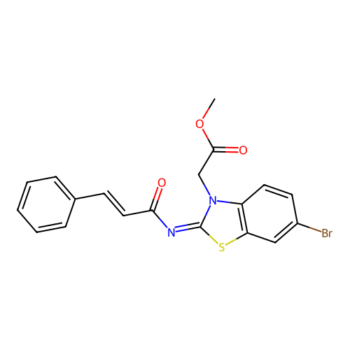 methyl 2-((Z)-6-bromo-2-(cinnamoylimino)benzo[d]thiazol-3(2H)-yl)acetate structure