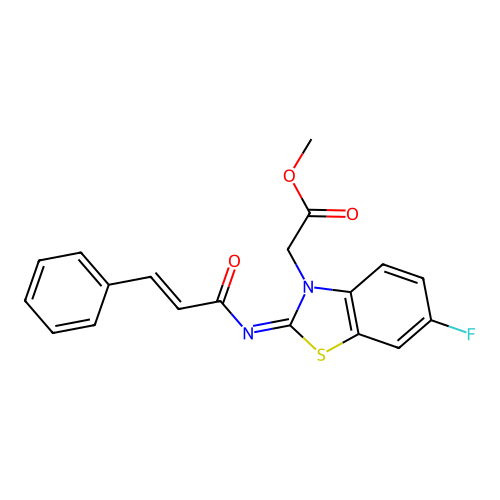 methyl 2-((Z)-2-(cinnamoylimino)-6-fluorobenzo[d]thiazol-3(2H)-yl)acetate structure