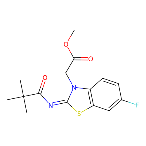 (Z)-methyl 2-(6-fluoro-2-(pivaloylimino)benzo[d]thiazol-3(2H)-yl)acetate structure