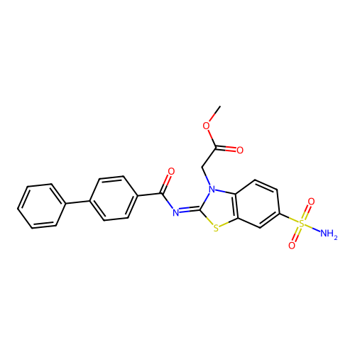 Methyl 2-[2-(4-phenylbenzoyl)imino-6-sulfamoyl-1,3-benzothiazol-3-yl]acetate structure