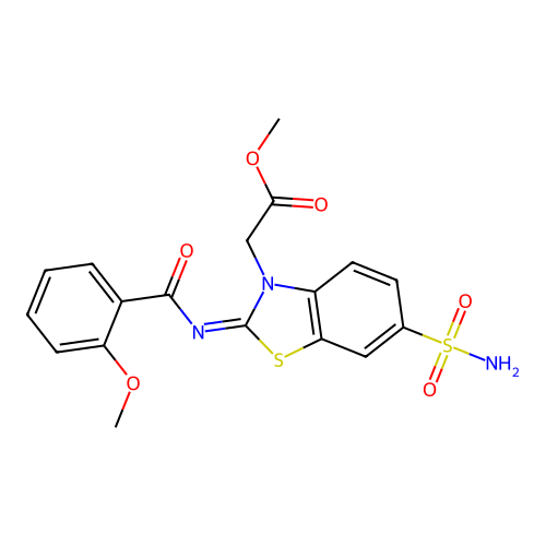 Methyl 2-[2-(2-methoxybenzoyl)imino-6-sulfamoyl-1,3-benzothiazol-3-yl]acetate structure