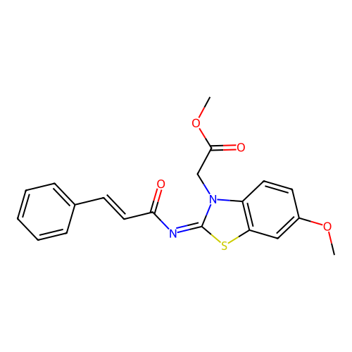 methyl 2-((Z)-2-(cinnamoylimino)-6-methoxybenzo[d]thiazol-3(2H)-yl)acetate structure
