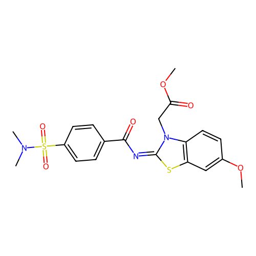 (Z)-methyl 2-(2-((4-(N,N-dimethylsulfamoyl)benzoyl)imino)-6-methoxybenzo[d]thiazol-3(2H)-yl)acetate structure