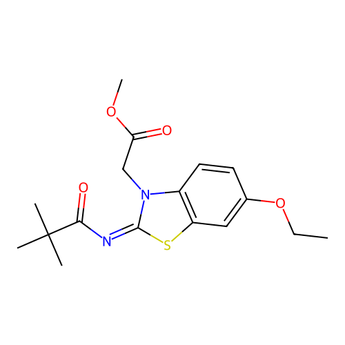 (Z)-methyl 2-(6-ethoxy-2-(pivaloylimino)benzo[d]thiazol-3(2H)-yl)acetate structure