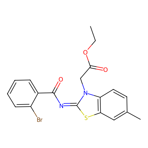 (Z)-ethyl 2-(2-((2-bromobenzoyl)imino)-6-methylbenzo[d]thiazol-3(2H)-yl)acetate structure