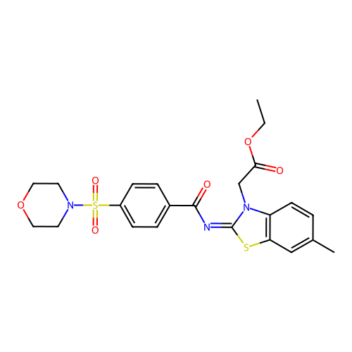 (Z)-ethyl 2-(6-methyl-2-((4-(morpholinosulfonyl)benzoyl)imino)benzo[d]thiazol-3(2H)-yl)acetate structure