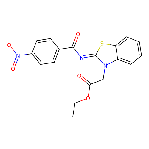 (Z)-ethyl 2-(2-((4-nitrobenzoyl)imino)benzo[d]thiazol-3(2H)-yl)acetate structure
