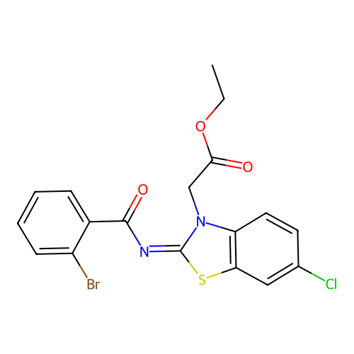 (Z)-ethyl 2-(2-((2-bromobenzoyl)imino)-6-chlorobenzo[d]thiazol-3(2H)-yl)acetate structure