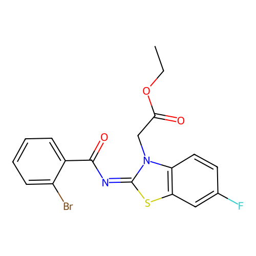 (Z)-ethyl 2-(2-((2-bromobenzoyl)imino)-6-fluorobenzo[d]thiazol-3(2H)-yl)acetate structure