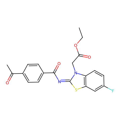 (Z)-ethyl 2-(2-((4-acetylbenzoyl)imino)-6-fluorobenzo[d]thiazol-3(2H)-yl)acetate structure