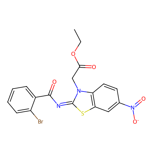 (Z)-ethyl 2-(2-((2-bromobenzoyl)imino)-6-nitrobenzo[d]thiazol-3(2H)-yl)acetate structure