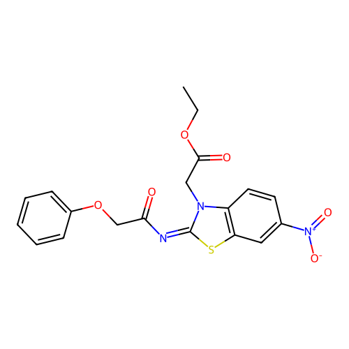(Z)-ethyl 2-(6-nitro-2-((2-phenoxyacetyl)imino)benzo[d]thiazol-3(2H)-yl)acetate structure