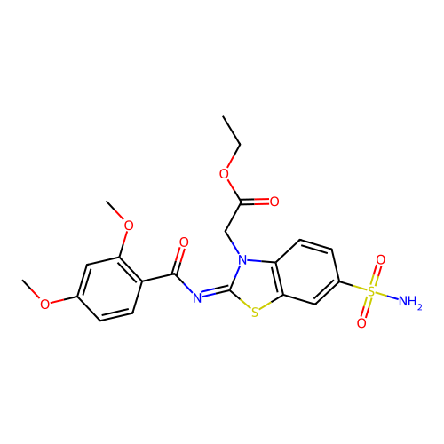 Ethyl 2-[2-(2,4-dimethoxybenzoyl)imino-6-sulfamoyl-1,3-benzothiazol-3-yl]acetate structure