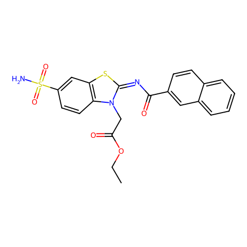 (Z)-ethyl 2-(2-((2-naphthoyl)imino)-6-sulfamoylbenzo[d]thiazol-3(2H)-yl)acetate structure