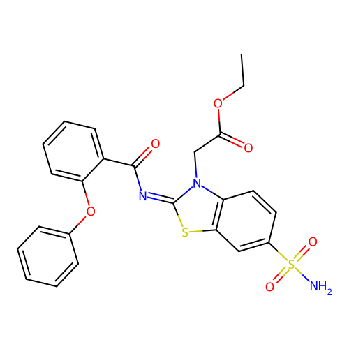 (Z)-ethyl 2-(2-((2-phenoxybenzoyl)imino)-6-sulfamoylbenzo[d]thiazol-3(2H)-yl)acetate structure