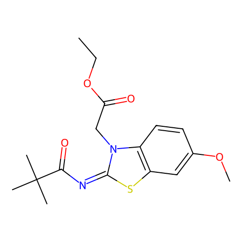 (Z)-ethyl 2-(6-methoxy-2-(pivaloylimino)benzo[d]thiazol-3(2H)-yl)acetate structure