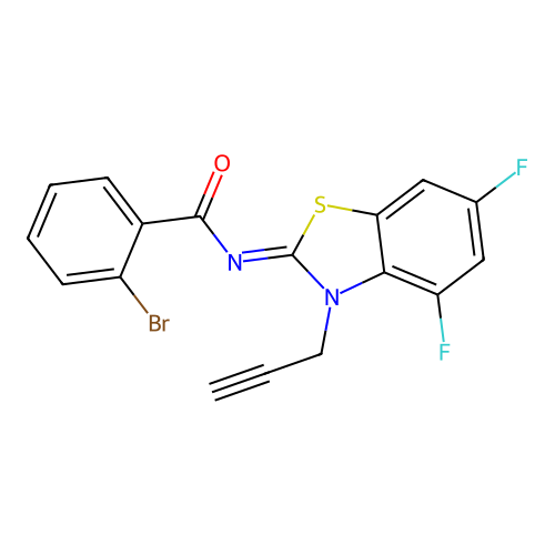 2-bromo-N-(4,6-difluoro-3-(prop-2-yn-1-yl)benzo[d]thiazol-2(3H)-ylidene)benzamide structure