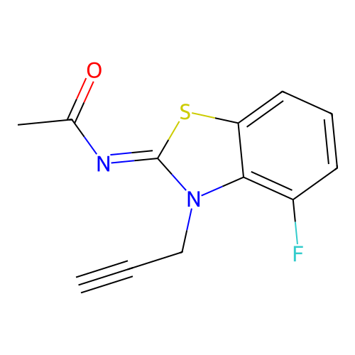 (Z)-N-(4-fluoro-3-(prop-2-yn-1-yl)benzo[d]thiazol-2(3H)-ylidene)acetamide structure