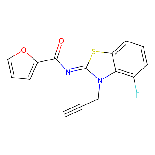 (Z)-N-(4-fluoro-3-(prop-2-yn-1-yl)benzo[d]thiazol-2(3H)-ylidene)furan-2-carboxamide structure