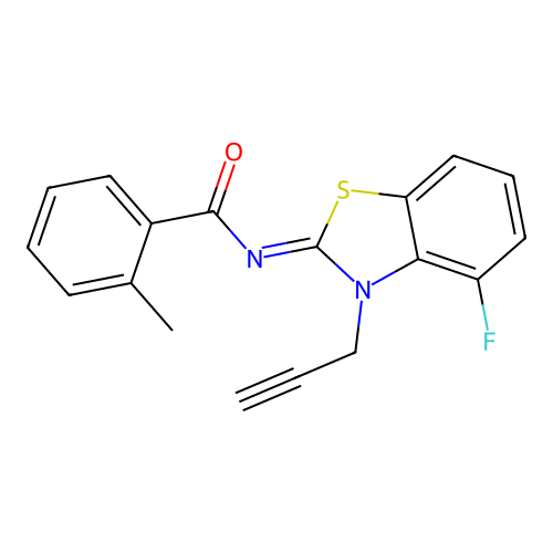 N-(4-fluoro-3-prop-2-ynyl-1,3-benzothiazol-2-ylidene)-2-methylbenzamide structure