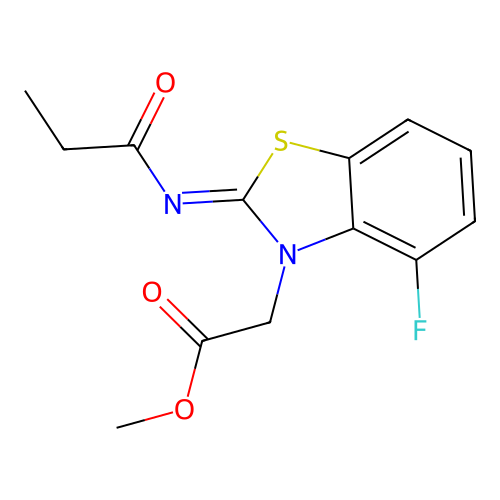(Z)-methyl 2-(4-fluoro-2-(propionylimino)benzo[d]thiazol-3(2H)-yl)acetate structure