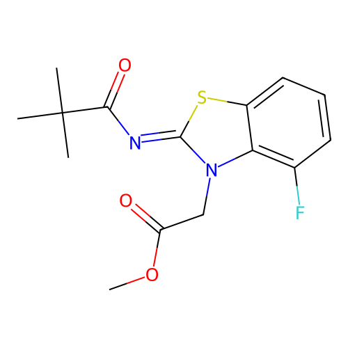 (Z)-methyl 2-(4-fluoro-2-(pivaloylimino)benzo[d]thiazol-3(2H)-yl)acetate structure