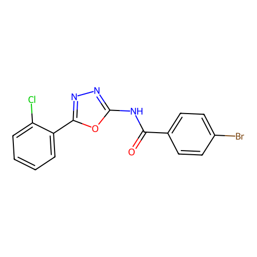 4-bromo-N-[5-(2-chlorophenyl)-1,3,4-oxadiazol-2-yl]benzamide structure
