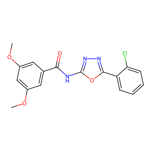 N-[5-(2-chlorophenyl)-1,3,4-oxadiazol-2-yl]-3,5-dimethoxybenzamide structure