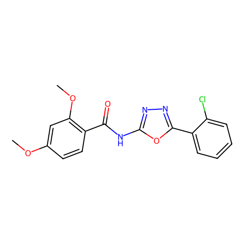 N-[5-(2-chlorophenyl)-1,3,4-oxadiazol-2-yl]-2,4-dimethoxybenzamide structure