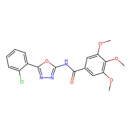 N-(5-(2-chlorophenyl)-1,3,4-oxadiazol-2-yl)-3,4,5-trimethoxybenzamide structure