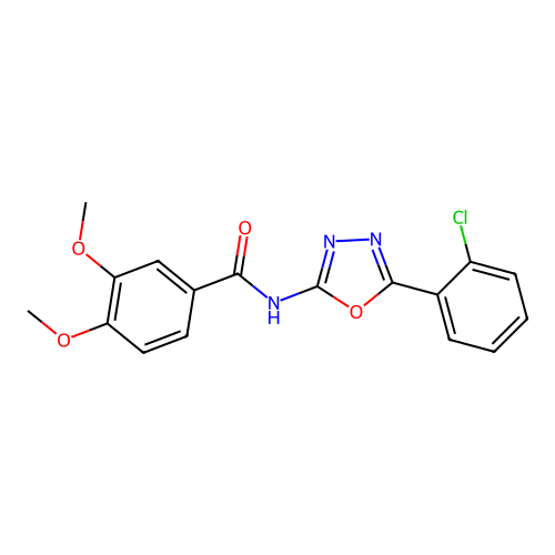 N-[5-(2-chlorophenyl)-1,3,4-oxadiazol-2-yl]-3,4-dimethoxybenzamide structure